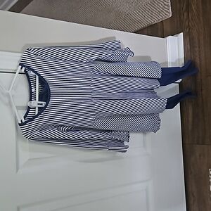 Girl Blue&white stripped tunic 3/4 sleeve with blue leggings three friends sz 10